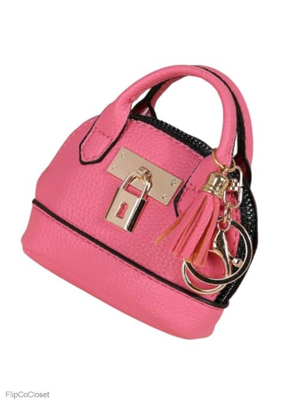Mini Tote Purse Keychain PU Leather Coin & Card Holder